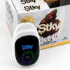 Stky Disposable white vape device with Skunk Master Flex packaging