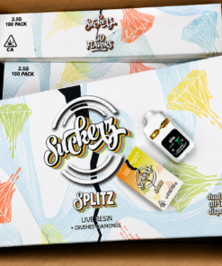 Suckerz Splitz Dual Tank 2.5G Disposable with device and retail packaging
