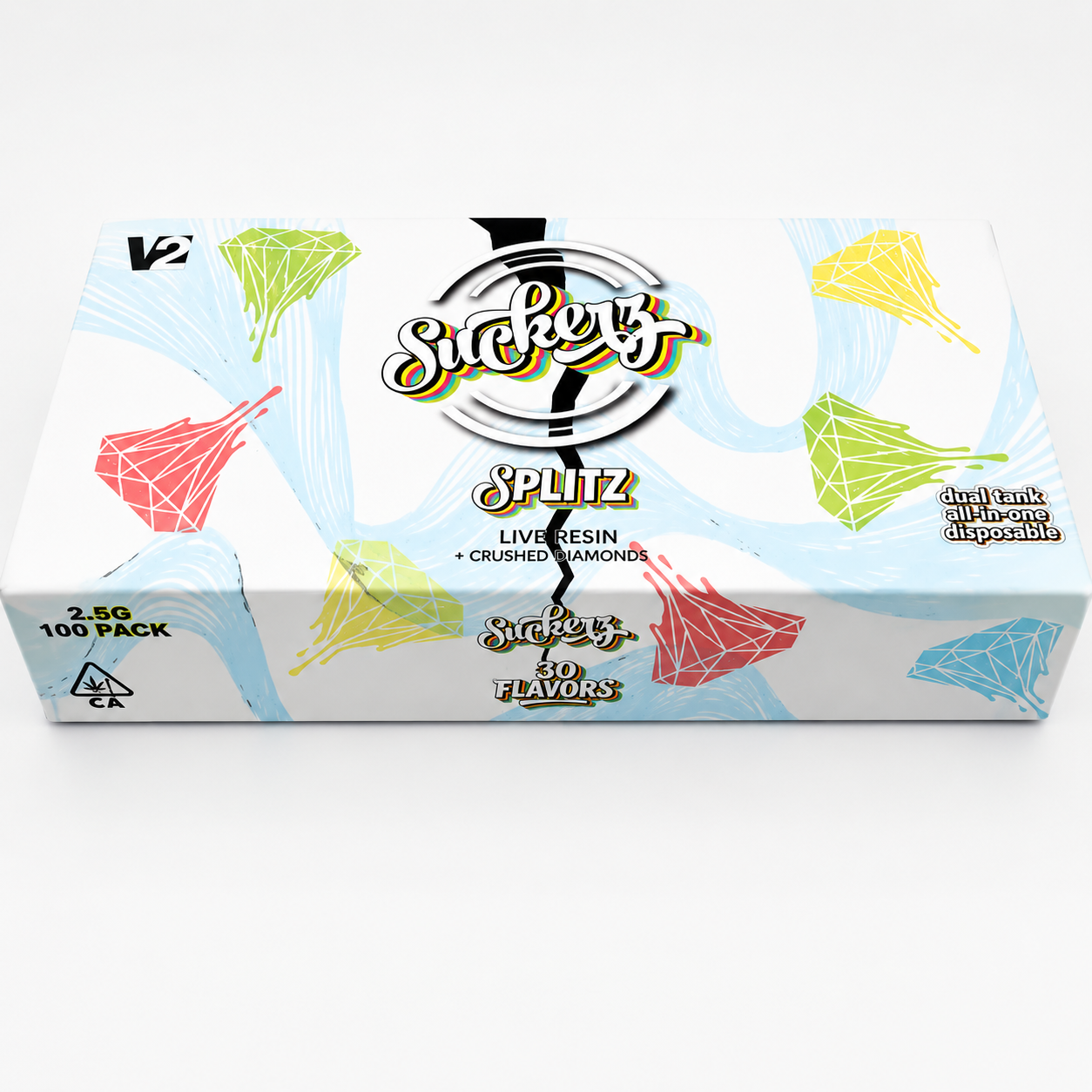 Suckerz Splitz 2.5G dual tank disposable vape flavor display box