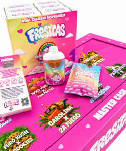 Fresitas 2G Dual Chamber Disposable with Rainbow Beltz x Pink Lemonade packaging