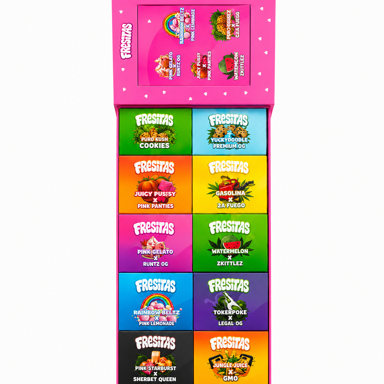 Fresitas 2G Dual Chamber Disposable flavor collection in open master case
