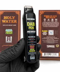 Holy Water 1G Disposable Bible Edition live resin vape with premium brown packaging
