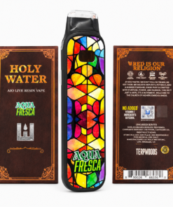Holy Water 1G Disposable Bible Edition live resin vape with premium brown packaging