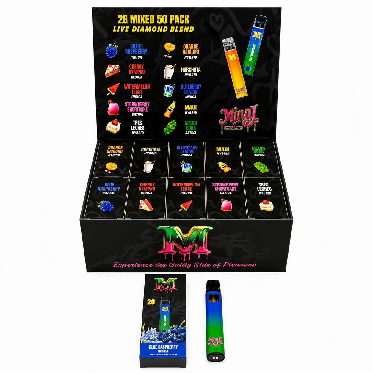 MINAJ EXTRACTS 2G Disposable flavor collection with individual vape packaging