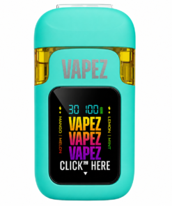Vapez 2G Disposable turquoise vape device with digital display and liquid viewing windows