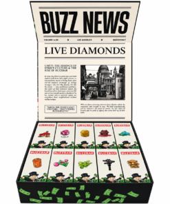 Buzz Bar Disposable Live Diamonds flavor collection displayed in Buzz News retail packaging.
