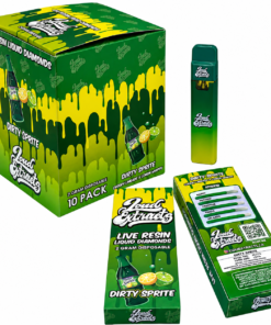 Loud Extracts 2G Disposable vape with Dirty Sprite 10 pack box and individual product packaging