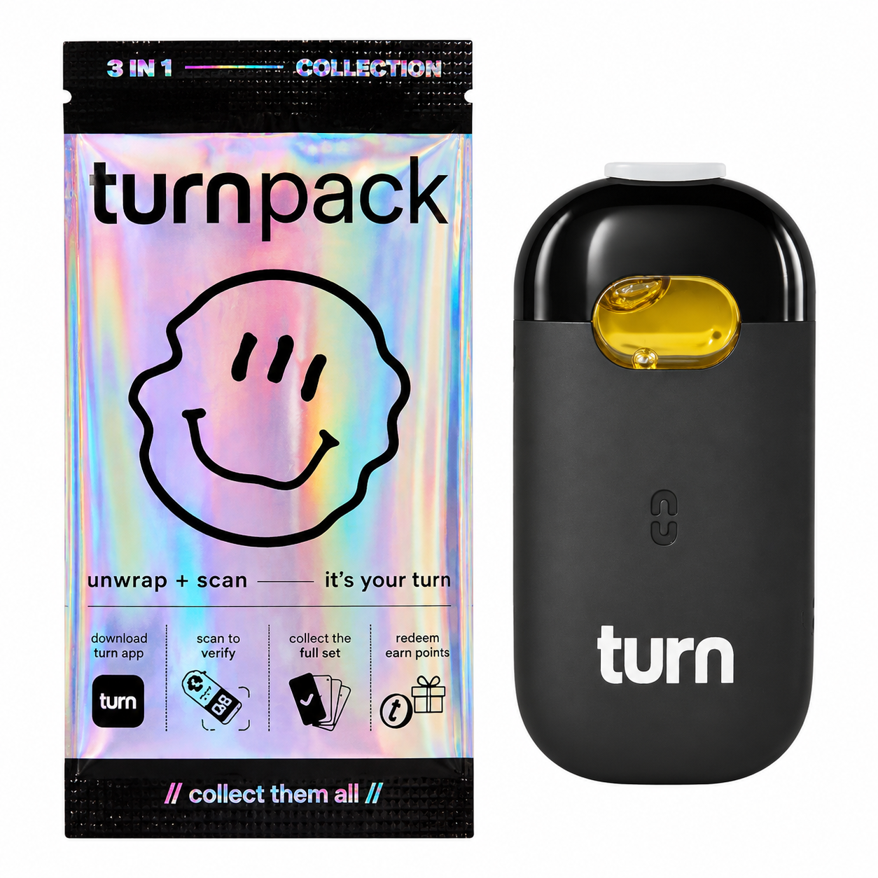 Turn 2G Disposable vape device with black finish and visible oil chamber
