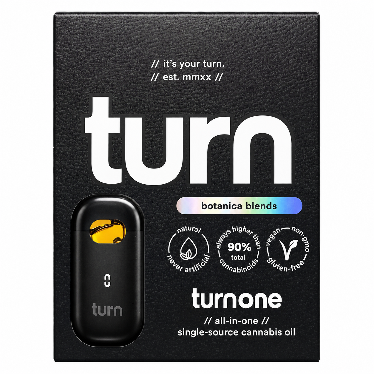 Turn 2G Disposable with Turnpack holographic 3 in 1 collection packaging