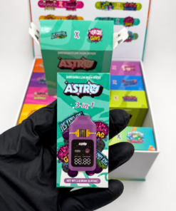 Astro 2G Disposable with pre roll displayed alongside Astro 3-in-1 packaging