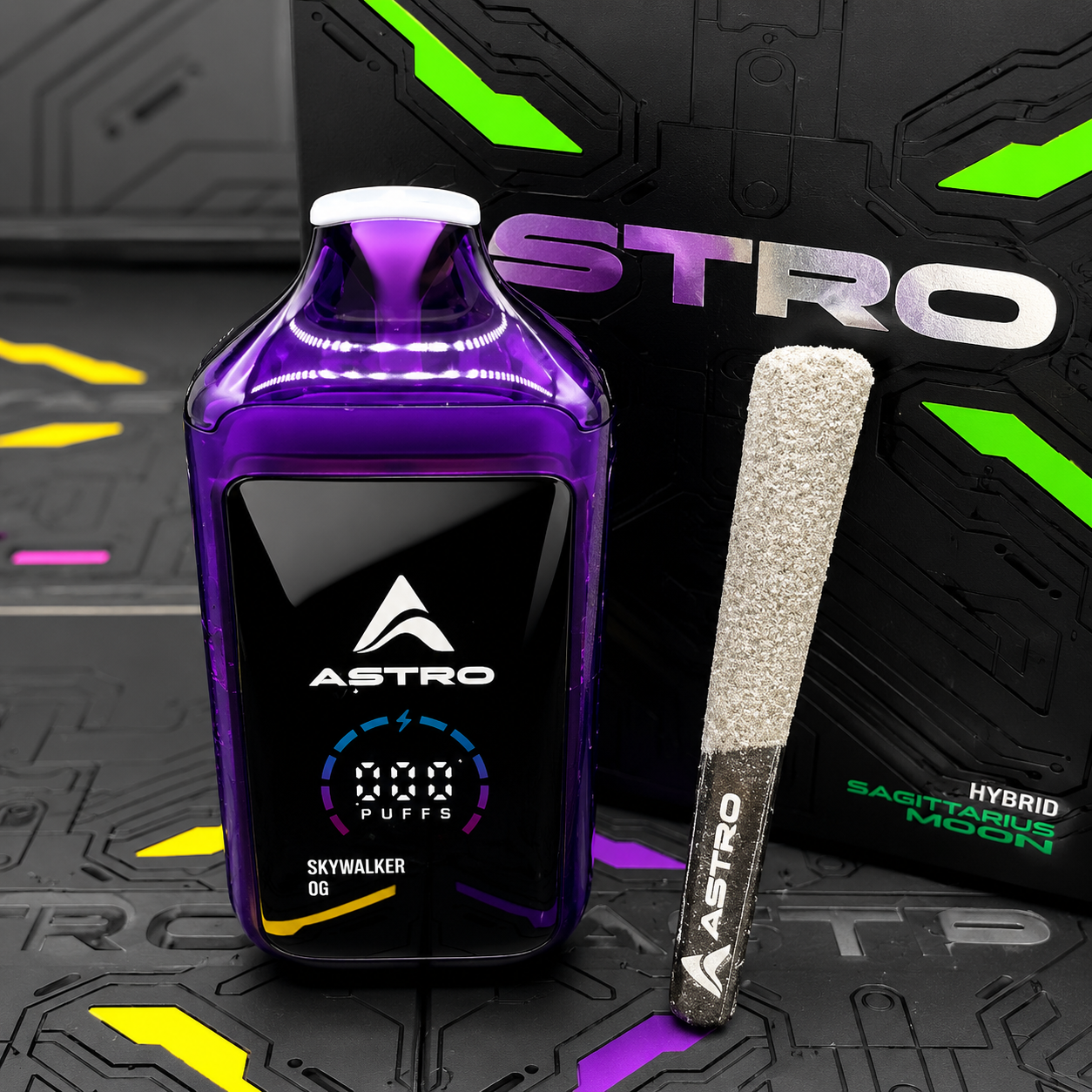 Purple Astro 2G Disposable device with pre roll and Astro branded box
