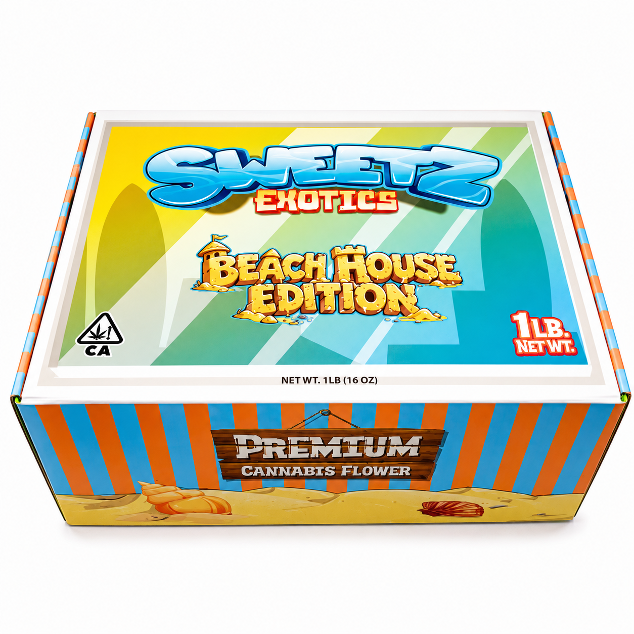 Sweetz Exotics Beach House Edition 1LB cannabis flower presentation box