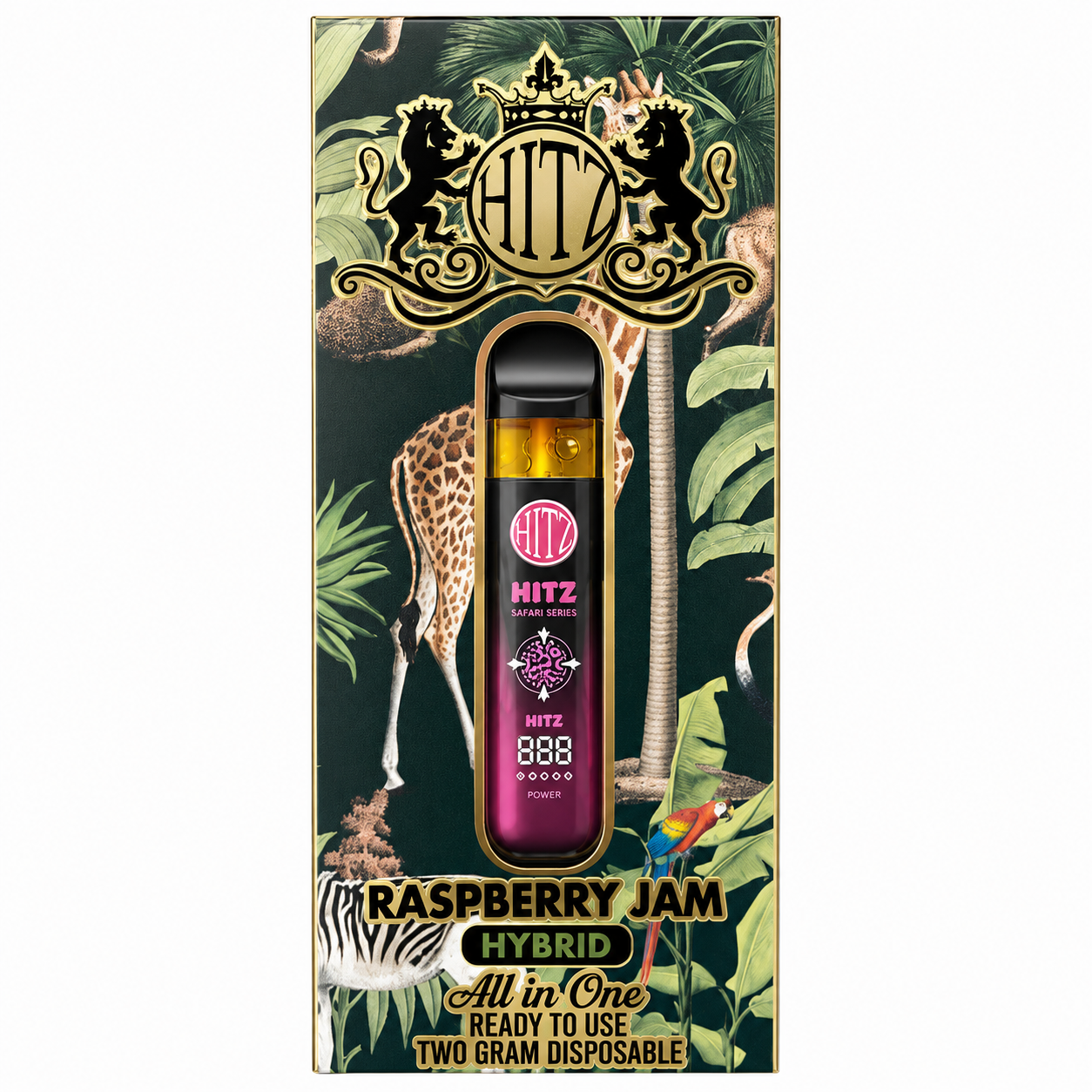 HITZ 2G Disposable Safari Edition vape device with digital display