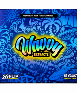 Wavvy Extracts 2G Flip Disposable variety pack with premium live resin and liquid diamonds packaging.