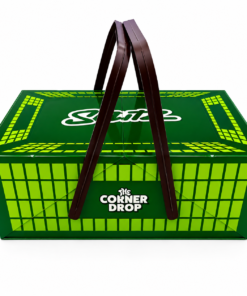 Splitz Wax Corner Drop Edition collection with colorful concentrate boxes, green display case, and promotional card.