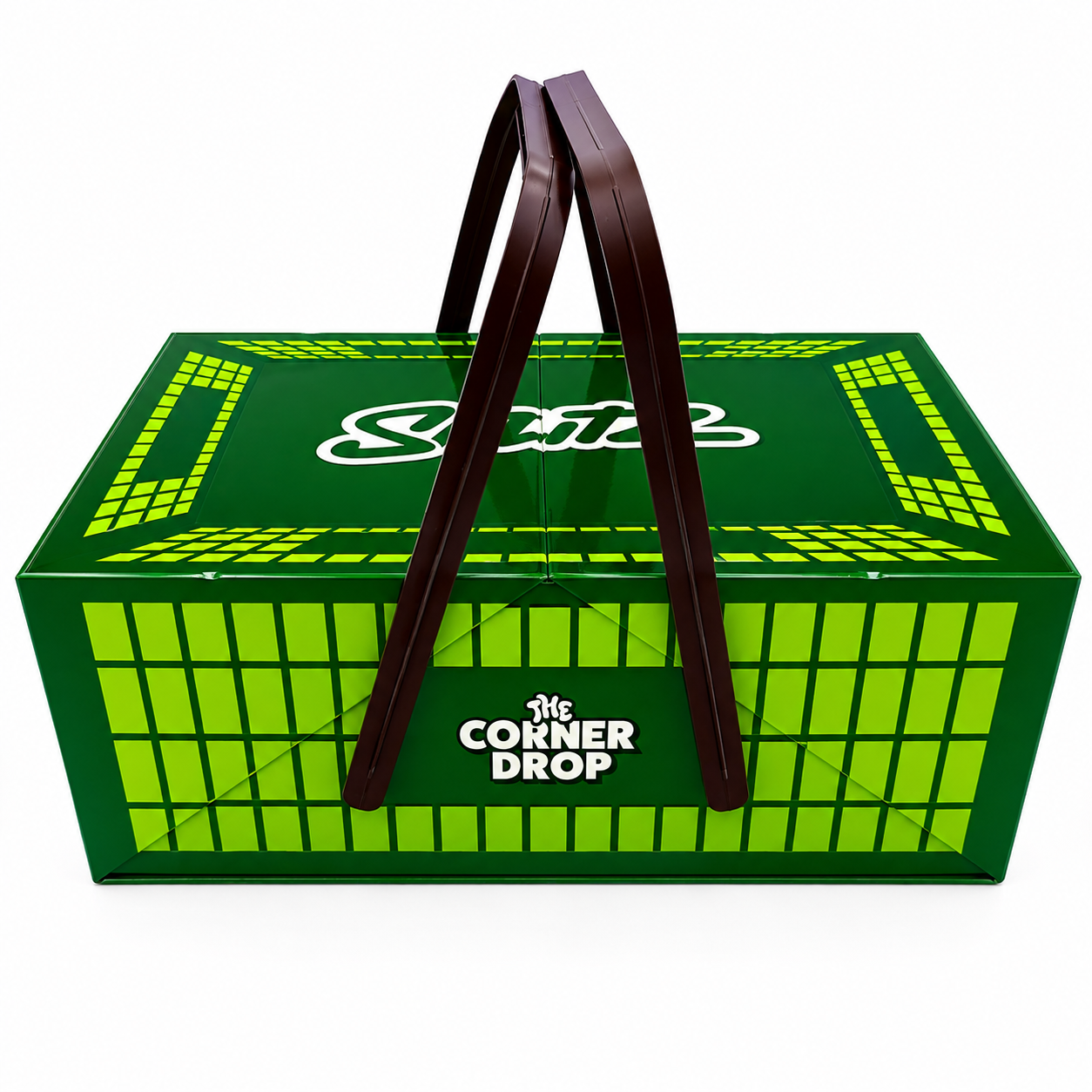 Splitz Wax Corner Drop Edition collection with colorful concentrate boxes, green display case, and promotional card.