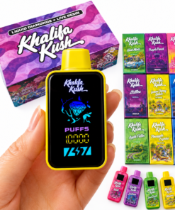 Khalifa Kush 2G disposable vape with colorful design and digital display