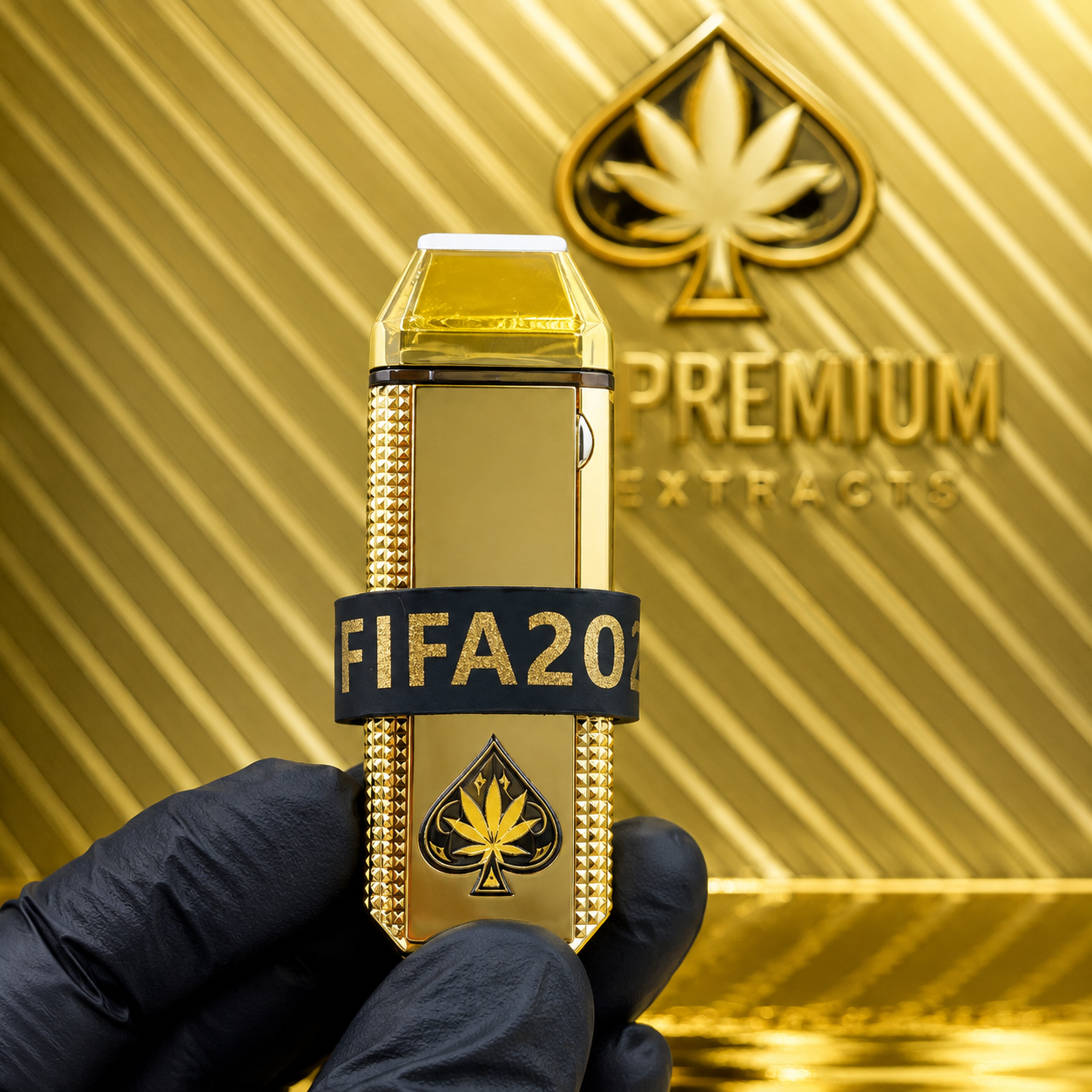 Ace Ultra 2G Disposable World Cup Edition gold vape device with premium metallic finish