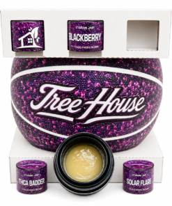 Hash House Hash Madness concentrate collection with purple branded jars and display packaging