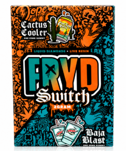 Fryd Switch 2G dual chamber disposable THC vape in colorful flavor packaging