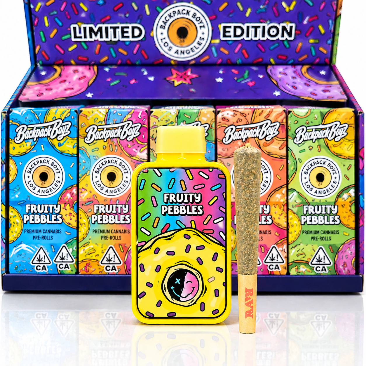 Fryd Donuts 2g Disposable colorful donut-themed product packaging