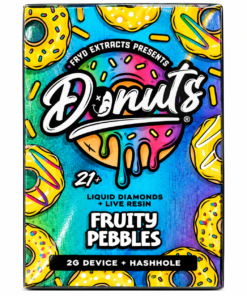 Fryd Donuts 2g Disposable box with colorful donut graphics