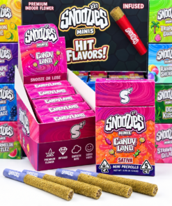Snoozies Minis Prerolls Candy Land 5-pack with colorful product packaging
