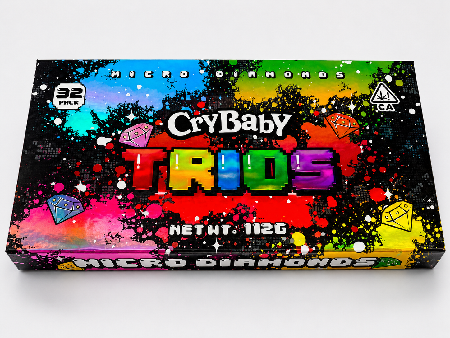 CryBaby Trios Micro Diamonds master box with 32-pack and 112g packaging