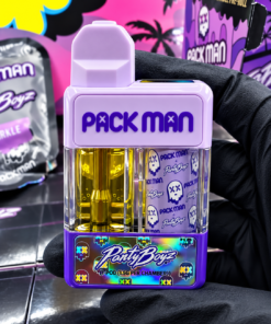 Packman 3G Disposable with Party Boyz pre-roll and Blue Zoap packaging