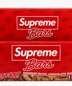 Supreme Mushroom Chocolate Bars Kit Kat red package with Supreme Bars display box