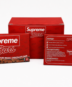 Supreme Mushroom Chocolate Bars Kit Kat red package with Supreme Bars display box