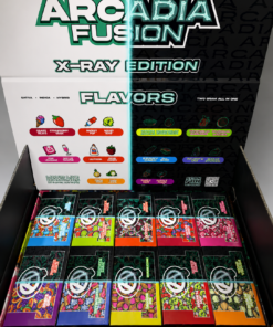 Arcadia Fusion 2G dual flavor vape X-Ray Edition display box