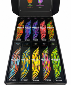 Mello Dose 2G Disposable dual-tank all-in-one device with two paired selections and integrated Mix Mode display.