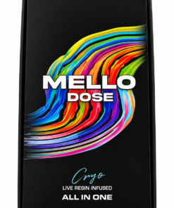 Mello Dose 2G Disposable dual-tank all-in-one device with two paired selections and integrated Mix Mode display.