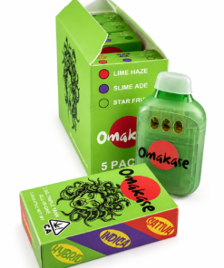 Omakase 2G Triple Tank All-in-One wholesale master case exterior in matte black showing Omakase logo with red circle, 50 PACKS text, 2.0G TRIPLE TANK ALL-IN-ONE product name, 2.0G net weight, and California cannabis compliance warning on the front panel.