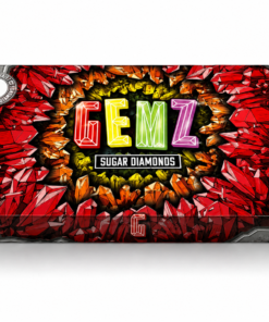 Gemz Sugar Diamonds Extracts wholesale display featuring premium sugar diamond concentrate jars with Indica, Hybrid, and Sativa strain selection.