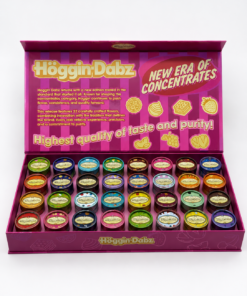 Höggin Dabz Live Resin Concentrates 32-flavor display box and granular concentrate